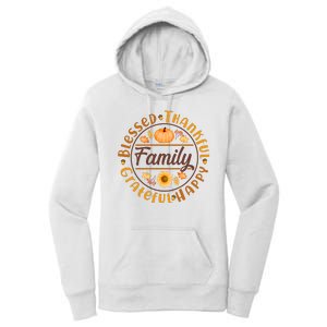 Thanksgiving Family Blessed Thankful Grateful Happy Emblem Women's Pullover Hoodie