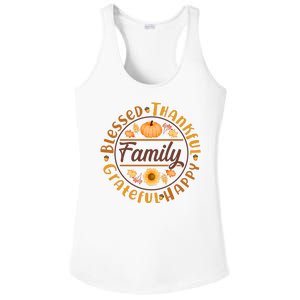 Thanksgiving Family Blessed Thankful Grateful Happy Emblem Ladies PosiCharge Competitor Racerback Tank