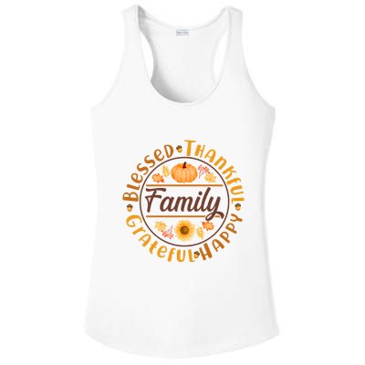 Thanksgiving Family Blessed Thankful Grateful Happy Emblem Ladies PosiCharge Competitor Racerback Tank
