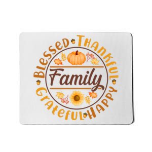 Thanksgiving Family Blessed Thankful Grateful Happy Emblem Mousepad