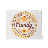 Thanksgiving Family Blessed Thankful Grateful Happy Emblem Mousepad