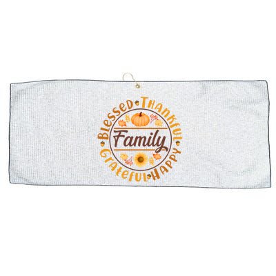 Thanksgiving Family Blessed Thankful Grateful Happy Emblem Large Microfiber Waffle Golf Towel