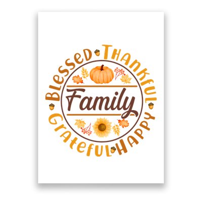 Thanksgiving Family Blessed Thankful Grateful Happy Emblem Poster