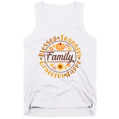 Thanksgiving Family Blessed Thankful Grateful Happy Emblem Tank Top