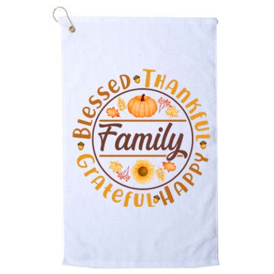 Thanksgiving Family Blessed Thankful Grateful Happy Emblem Platinum Collection Golf Towel