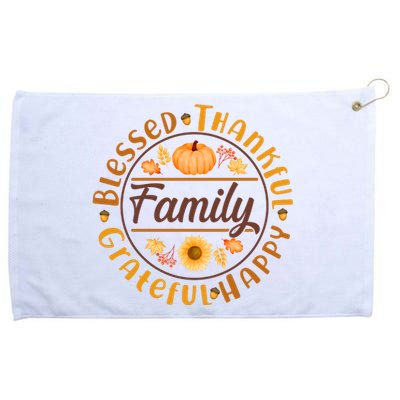 Thanksgiving Family Blessed Thankful Grateful Happy Emblem Grommeted Golf Towel