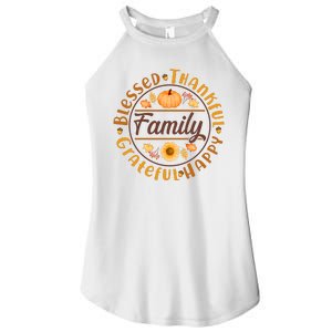 Thanksgiving Family Blessed Thankful Grateful Happy Emblem Women's Perfect Tri Rocker Tank