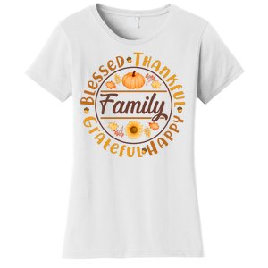 Thanksgiving Family Blessed Thankful Grateful Happy Emblem Women's T-Shirt