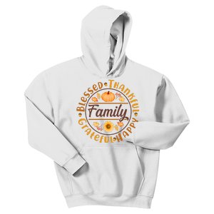 Thanksgiving Family Blessed Thankful Grateful Happy Emblem Kids Hoodie