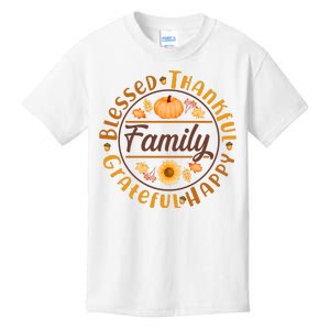 Thanksgiving Family Blessed Thankful Grateful Happy Emblem Kids T-Shirt