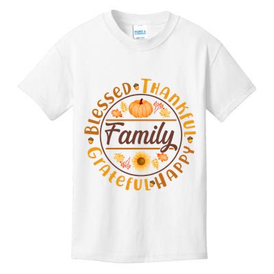 Thanksgiving Family Blessed Thankful Grateful Happy Emblem Kids T-Shirt