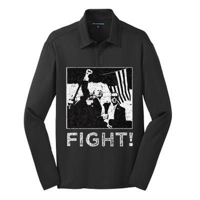 Trump Fist Bump Flight Rally Assault Silk Touch Performance Long Sleeve Polo