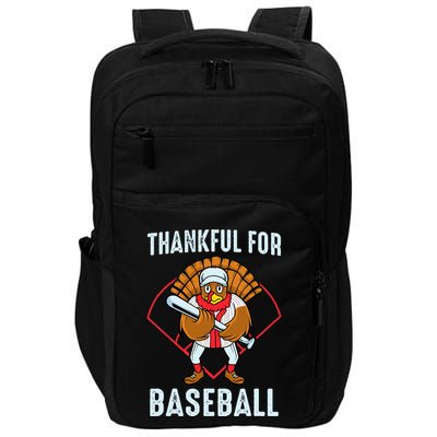 Thankful For Baseball Turkey Thanksgiving Baseball Impact Tech Backpack