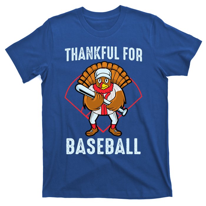 Thankful For Baseball Turkey Thanksgiving Baseball T-Shirt