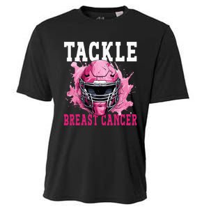 Tackle Football Breast Cancer Awareness Pink Ribbon Kids Cooling Performance Crew T-Shirt