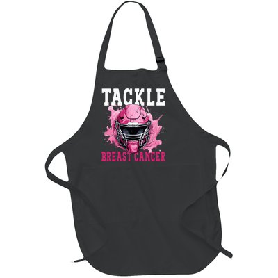 Tackle Football Breast Cancer Awareness Pink Ribbon Kids Full-Length Apron With Pockets