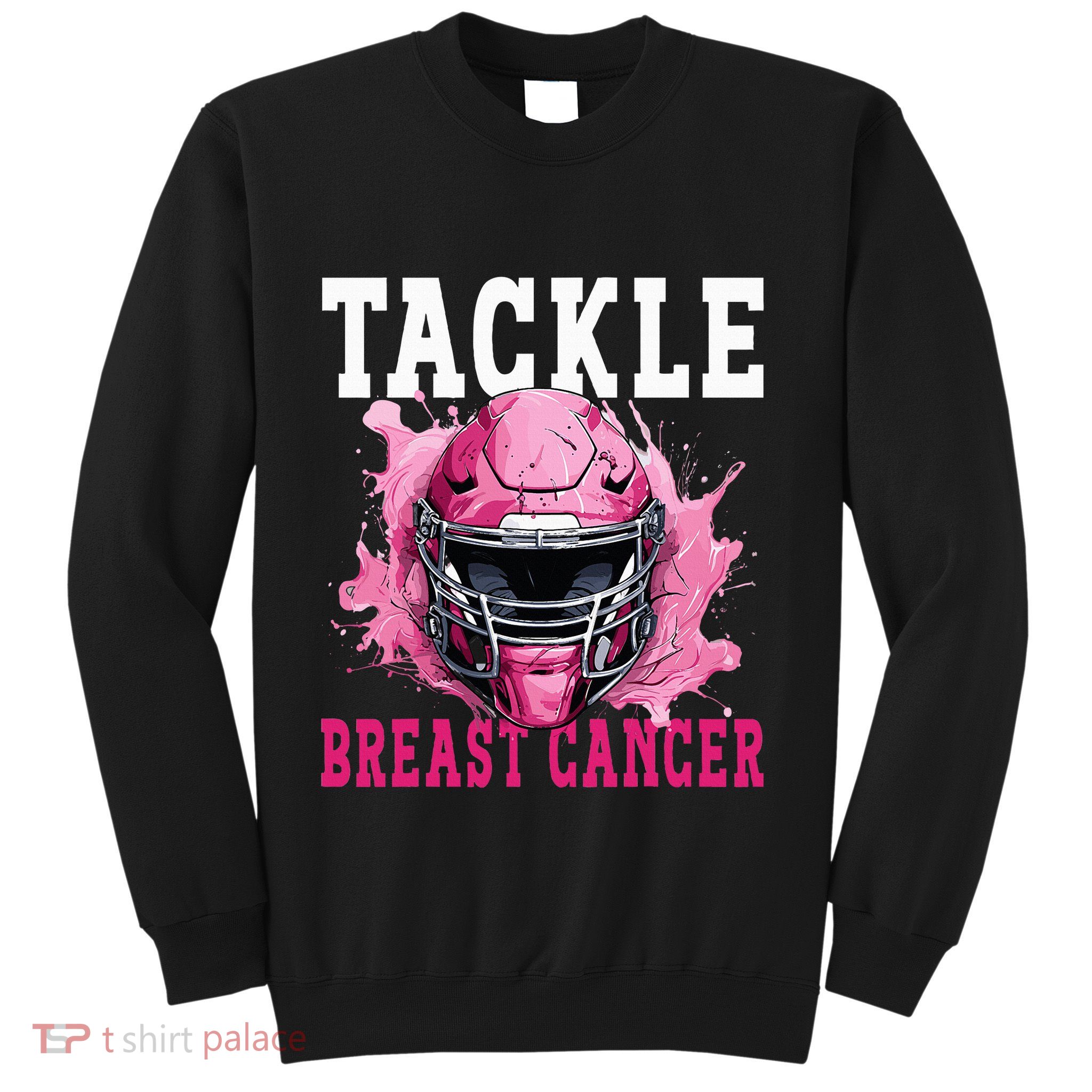 Tackle Football Breast Cancer Awareness Pink Ribbon Kids Sweatshirt