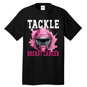 Tackle Football Breast Cancer Awareness Pink Ribbon Kids Tall T-Shirt