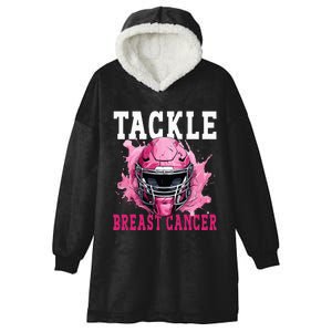 Tackle Football Breast Cancer Awareness Pink Ribbon Kids Hooded Wearable Blanket