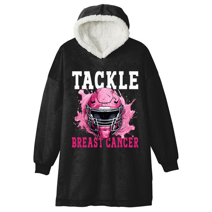 Tackle Football Breast Cancer Awareness Pink Ribbon Kids Hooded Wearable Blanket