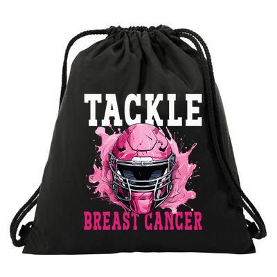 Tackle Football Breast Cancer Awareness Pink Ribbon Kids Drawstring Bag
