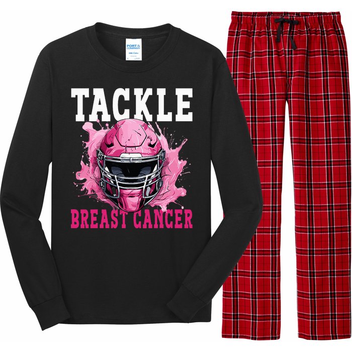 Tackle Football Breast Cancer Awareness Pink Ribbon Kids Long Sleeve Pajama Set