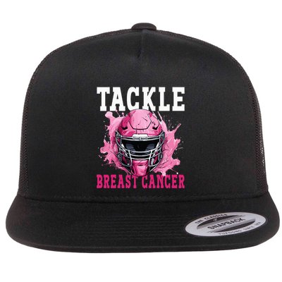 Tackle Football Breast Cancer Awareness Pink Ribbon Kids Flatbill Hat