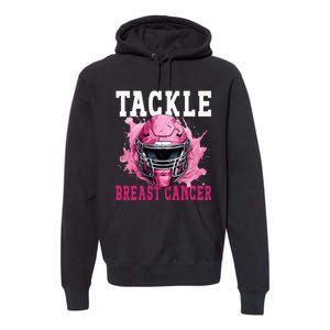 Tackle Football Breast Cancer Awareness Pink Ribbon Kids Premium Hoodie