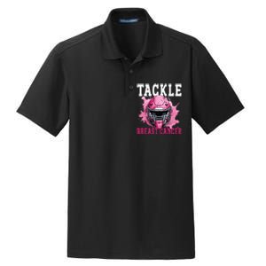 Tackle Football Breast Cancer Awareness Pink Ribbon Kids Dry Zone Grid Polo