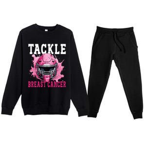 Tackle Football Breast Cancer Awareness Pink Ribbon Kids Premium Crewneck Sweatsuit Set