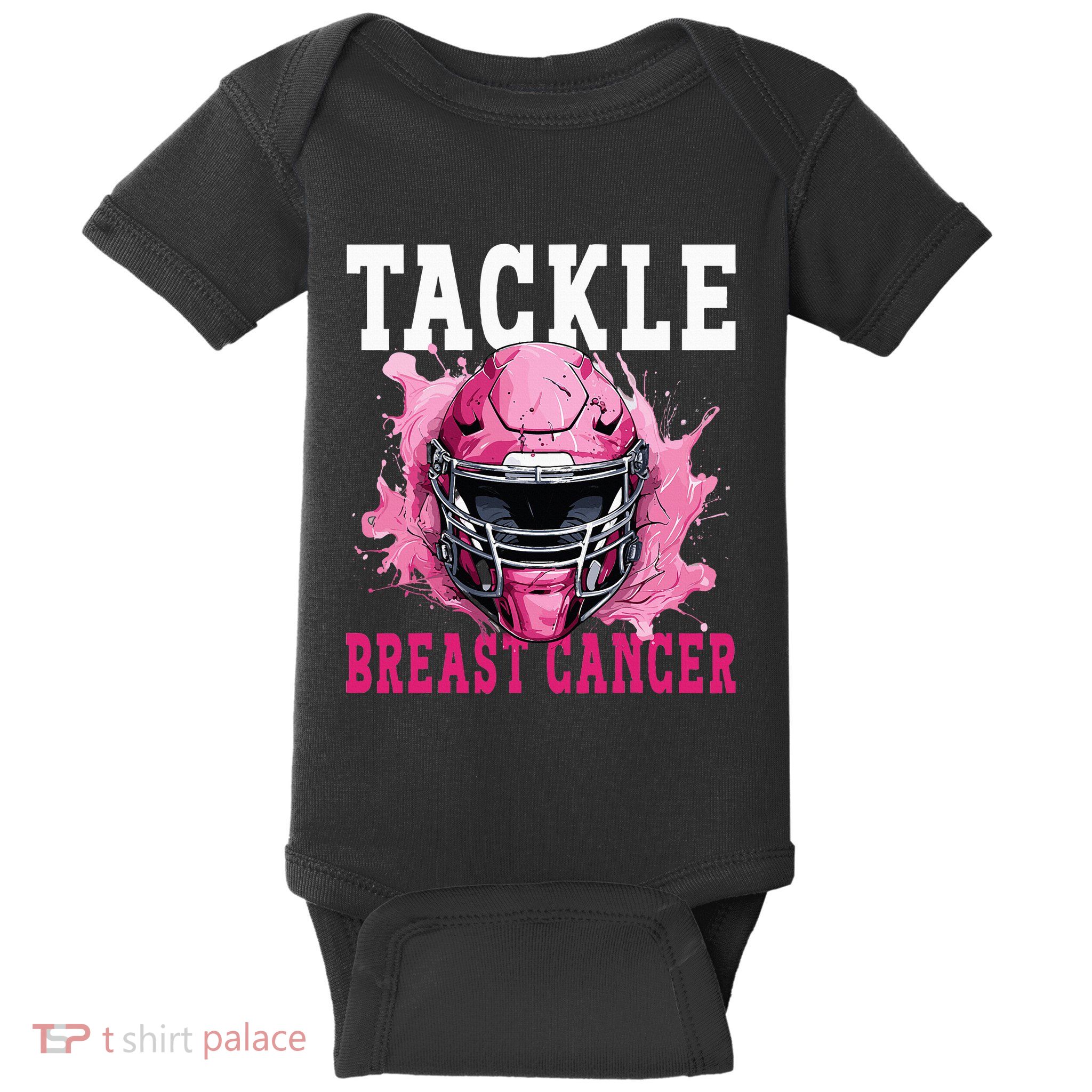 Tackle Football Breast Cancer Awareness Pink Ribbon Kids Baby Bodysuit