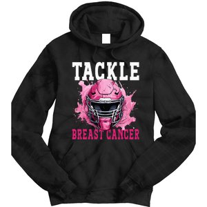 Tackle Football Breast Cancer Awareness Pink Ribbon Kids Tie Dye Hoodie