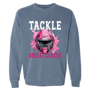 Tackle Football Breast Cancer Awareness Pink Ribbon Kids Garment-Dyed Sweatshirt