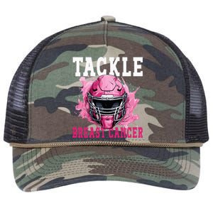 Tackle Football Breast Cancer Awareness Pink Ribbon Kids Retro Rope Trucker Hat Cap