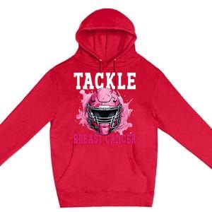 Tackle Football Breast Cancer Awareness Pink Ribbon Kids Premium Pullover Hoodie