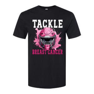 Tackle Football Breast Cancer Awareness Pink Ribbon Kids Softstyle CVC T-Shirt