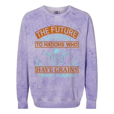 The Future Belongs To Nations Who Have Grains Not Guns Colorblast Crewneck Sweatshirt