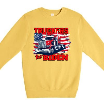 Truckers For Biden Trucks Truck Driving American Flag Gift Premium Crewneck Sweatshirt