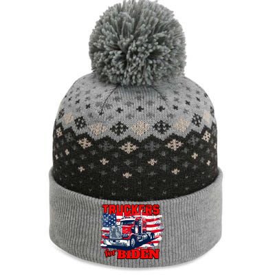 Truckers For Biden Trucks Truck Driving American Flag Gift The Baniff Cuffed Pom Beanie