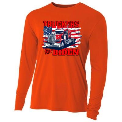 Truckers For Biden Trucks Truck Driving American Flag Gift Cooling Performance Long Sleeve Crew