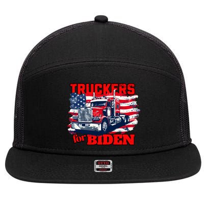 Truckers For Biden Trucks Truck Driving American Flag Gift 7 Panel Mesh Trucker Snapback Hat