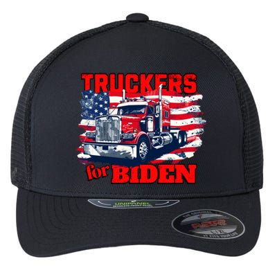 Truckers For Biden Trucks Truck Driving American Flag Gift Flexfit Unipanel Trucker Cap