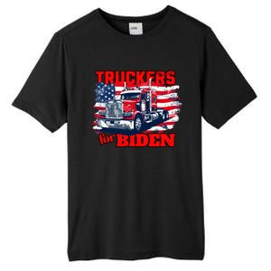 Truckers For Biden Trucks Truck Driving American Flag Gift Tall Fusion ChromaSoft Performance T-Shirt