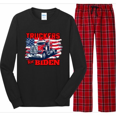 Truckers For Biden Trucks Truck Driving American Flag Gift Long Sleeve Pajama Set