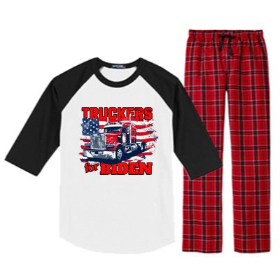 Truckers For Biden Trucks Truck Driving American Flag Gift Raglan Sleeve Pajama Set