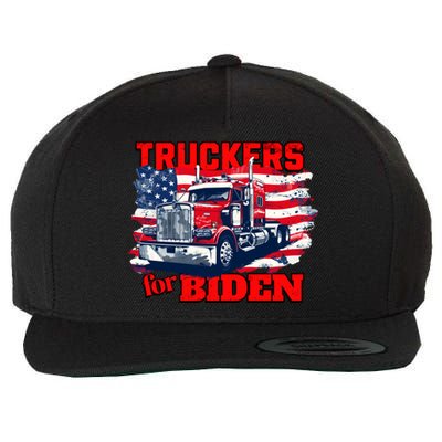 Truckers For Biden Trucks Truck Driving American Flag Gift Wool Snapback Cap