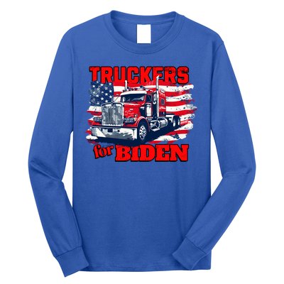 Truckers For Biden Trucks Truck Driving American Flag Gift Long Sleeve Shirt