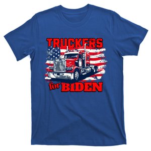 Truckers For Biden Trucks Truck Driving American Flag Gift T-Shirt