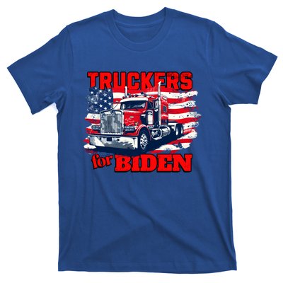 Truckers For Biden Trucks Truck Driving American Flag Gift T-Shirt