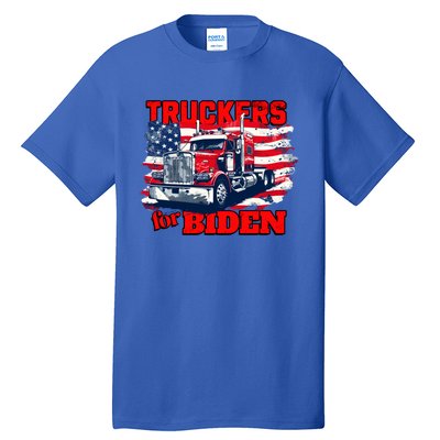 Truckers For Biden Trucks Truck Driving American Flag Gift Tall T-Shirt